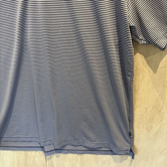 Straight Down Polo Shirt Mens Large Blue Striped Lightweight Stretch Golf Top - Picture 5 of 12